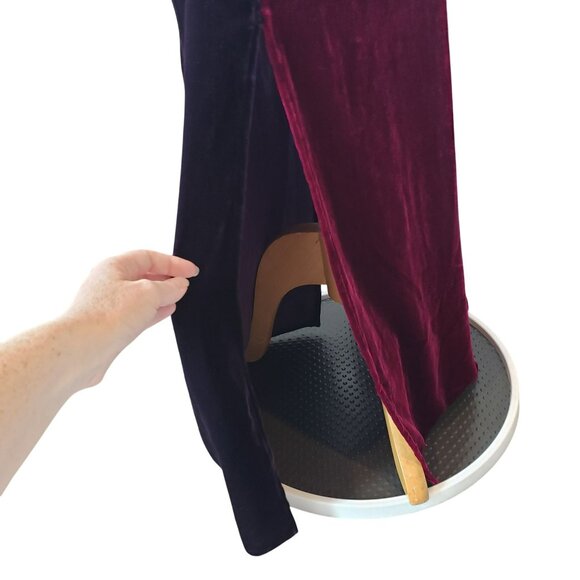 Katharine Kidd Burgundy Red Velvet Sleeveless Halter Midi Holiday Party Dress - Picture 16 of 16